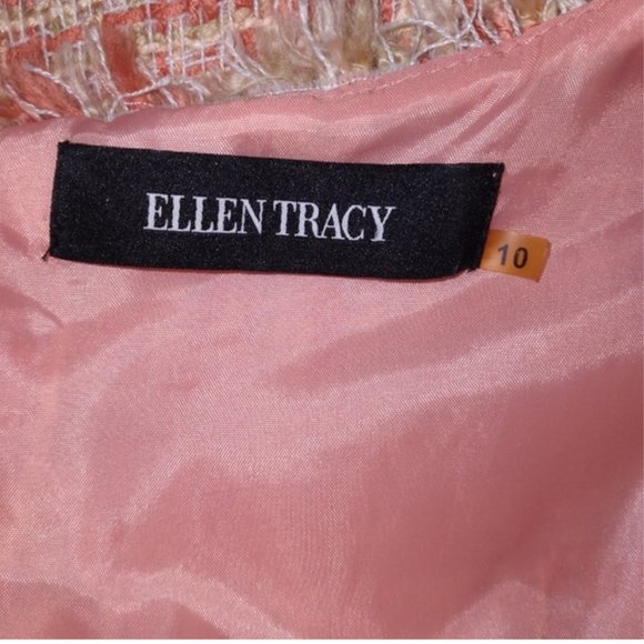 Women's Peach Tweed Sheath Shift Dress Sz 10 - Picture 5 of 6